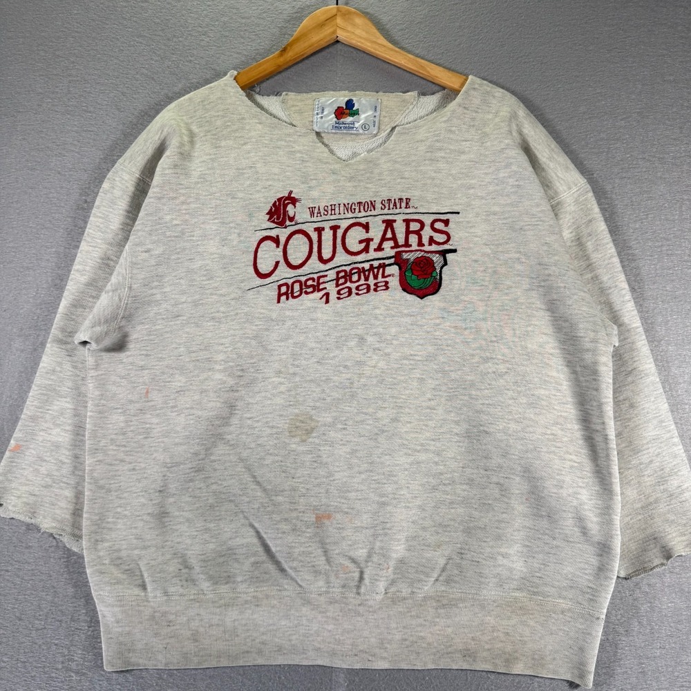 Vintage Washington State Cougars Rosebowl 1998 Sweatshirt Adult Large Gray